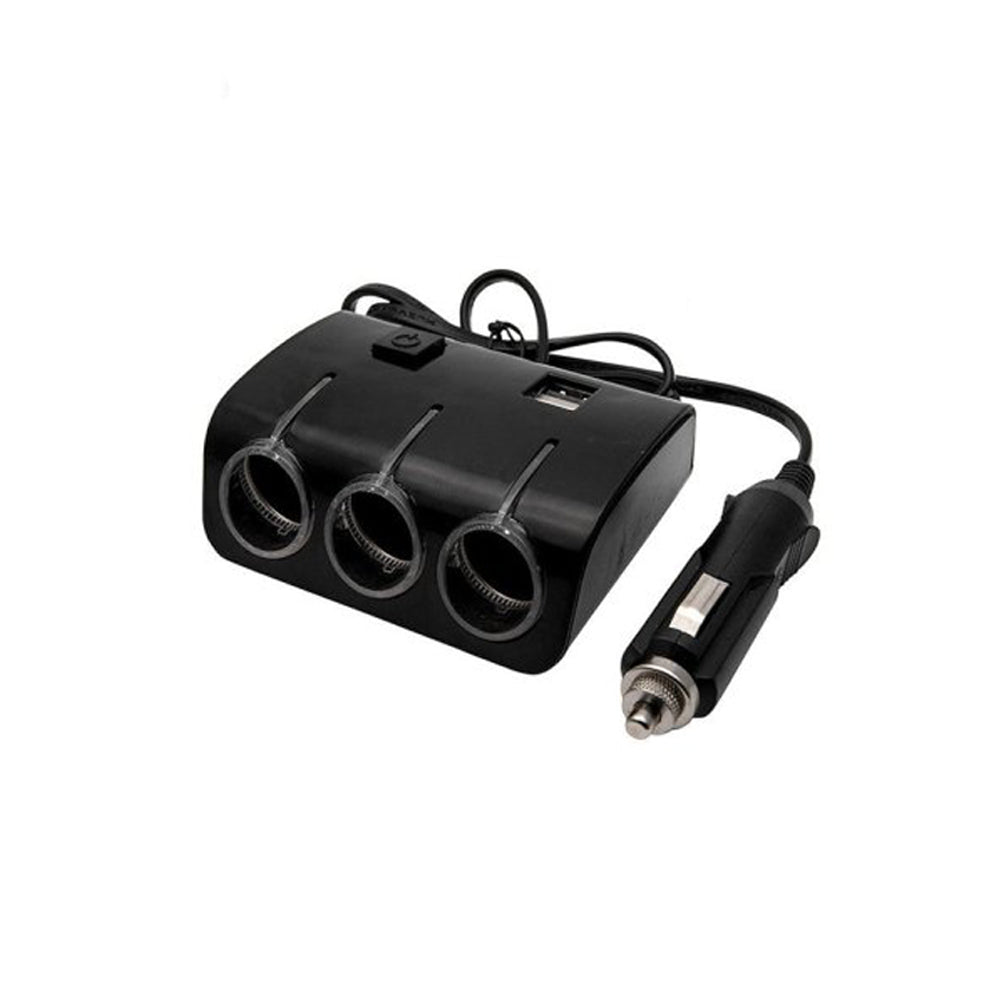 موزع ولاعة سجائر السيارة ثلاثي الاتجاهات مع منفذي USB